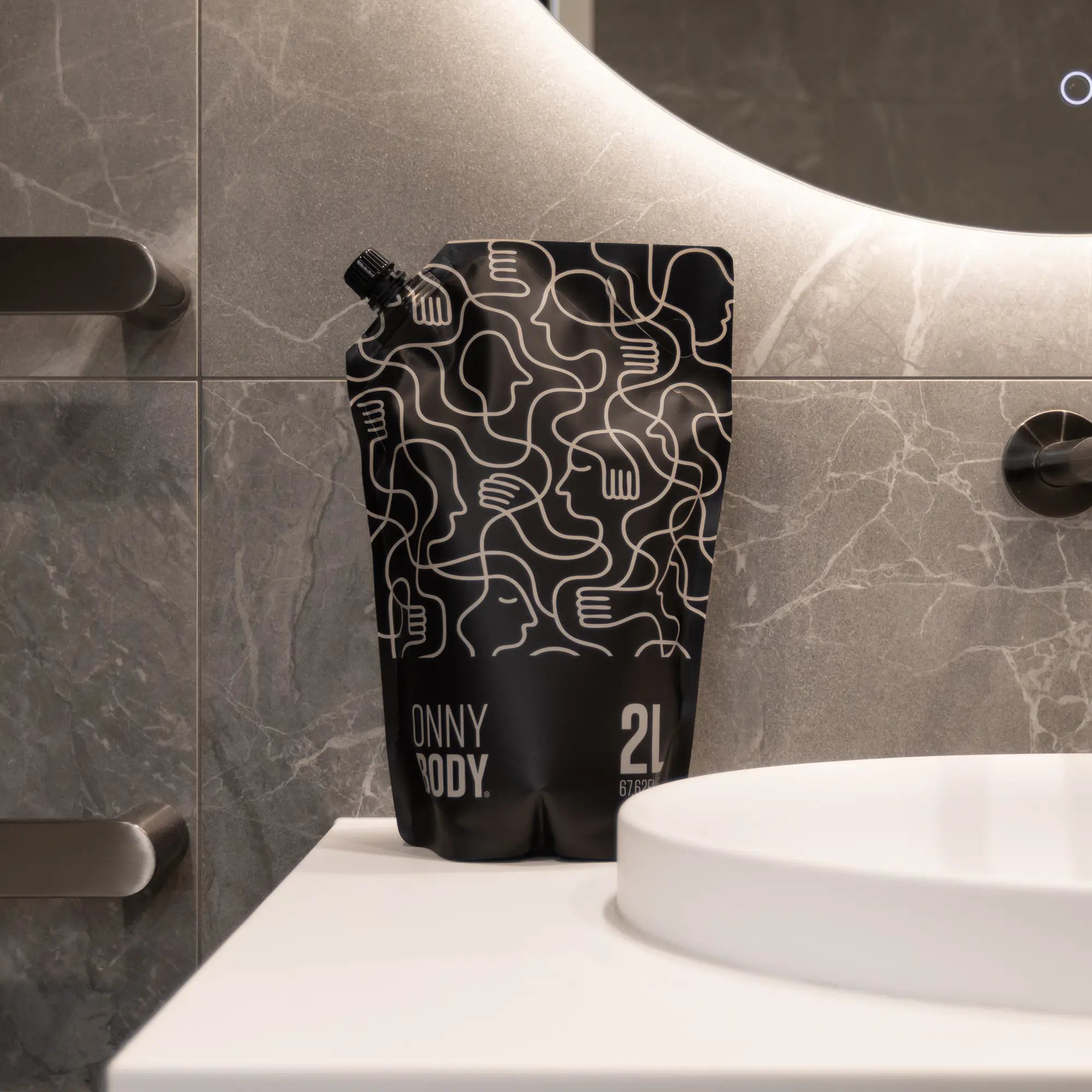 ONNYBODY 2 litre refill pouch filled with Conditioner. Soft plastic recyclable. Large size format to reduce trips to the store. Naturally derived ingredients. Incredible 